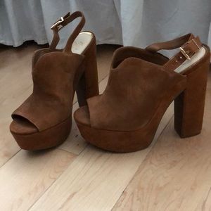 Jessica Simpson Camel Suede Platform Block Heels